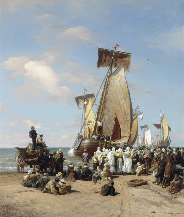 depature of the herring fishermen in scheveningen